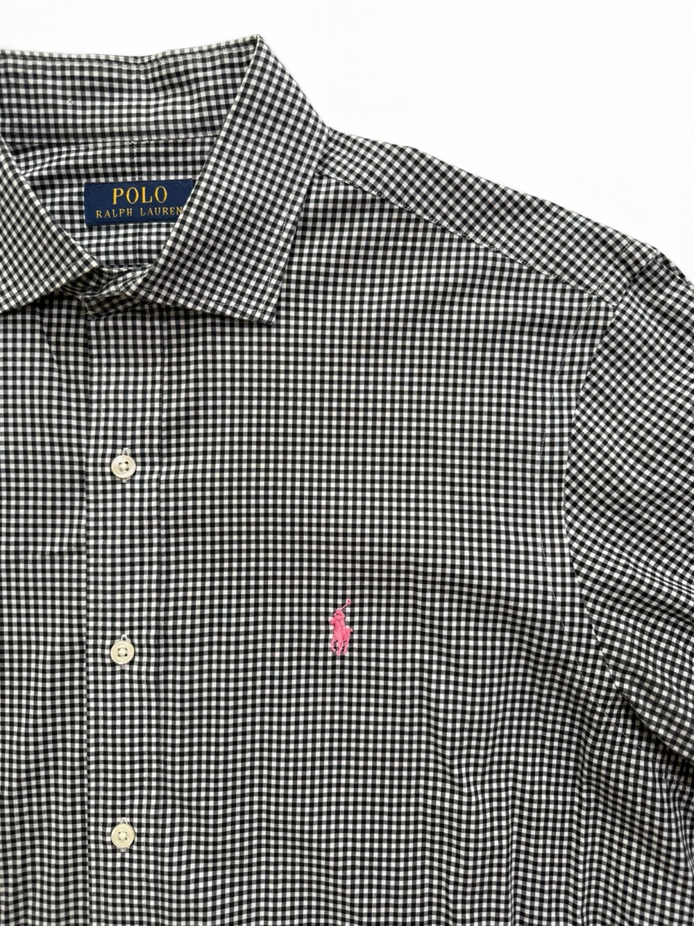 Polo by Ralph Lauren Black & White Gingham Button-Down Men’s Large 16.5 32/33